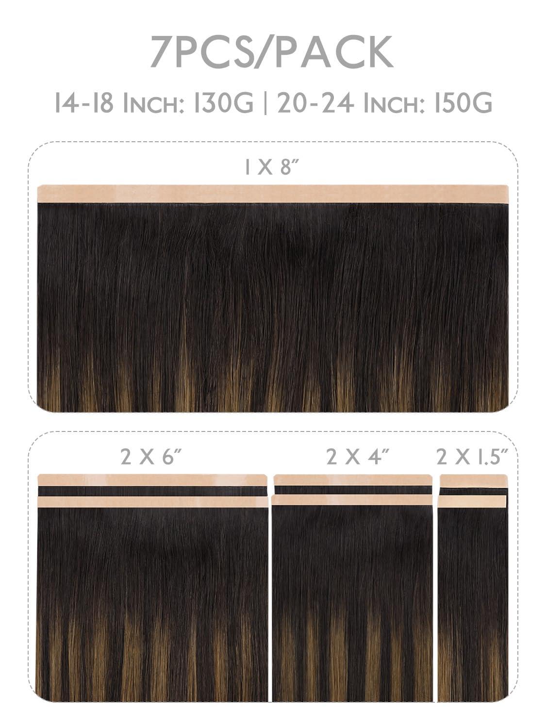 imageWENNALIFE 8cm Tape in Hair Extensions Real Human Hair Tape Weft Hair Extensions Human Hair 18 Inch 50g 10pcs Dark Brown Luxury Remy Hair Straight Extensiones De Cabello Hmano262 Balayage Dark Brown Mixed Chestnut Brown