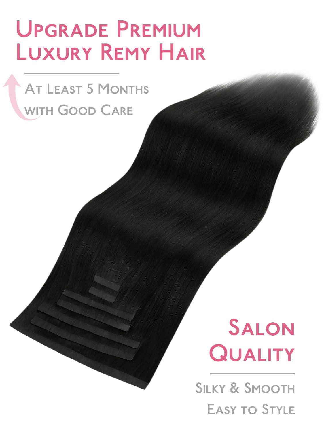 imageWENNALIFE 8cm Tape in Hair Extensions Real Human Hair Tape Weft Hair Extensions Human Hair 18 Inch 50g 10pcs Dark Brown Luxury Remy Hair Straight Extensiones De Cabello Hmano1 Jet Black