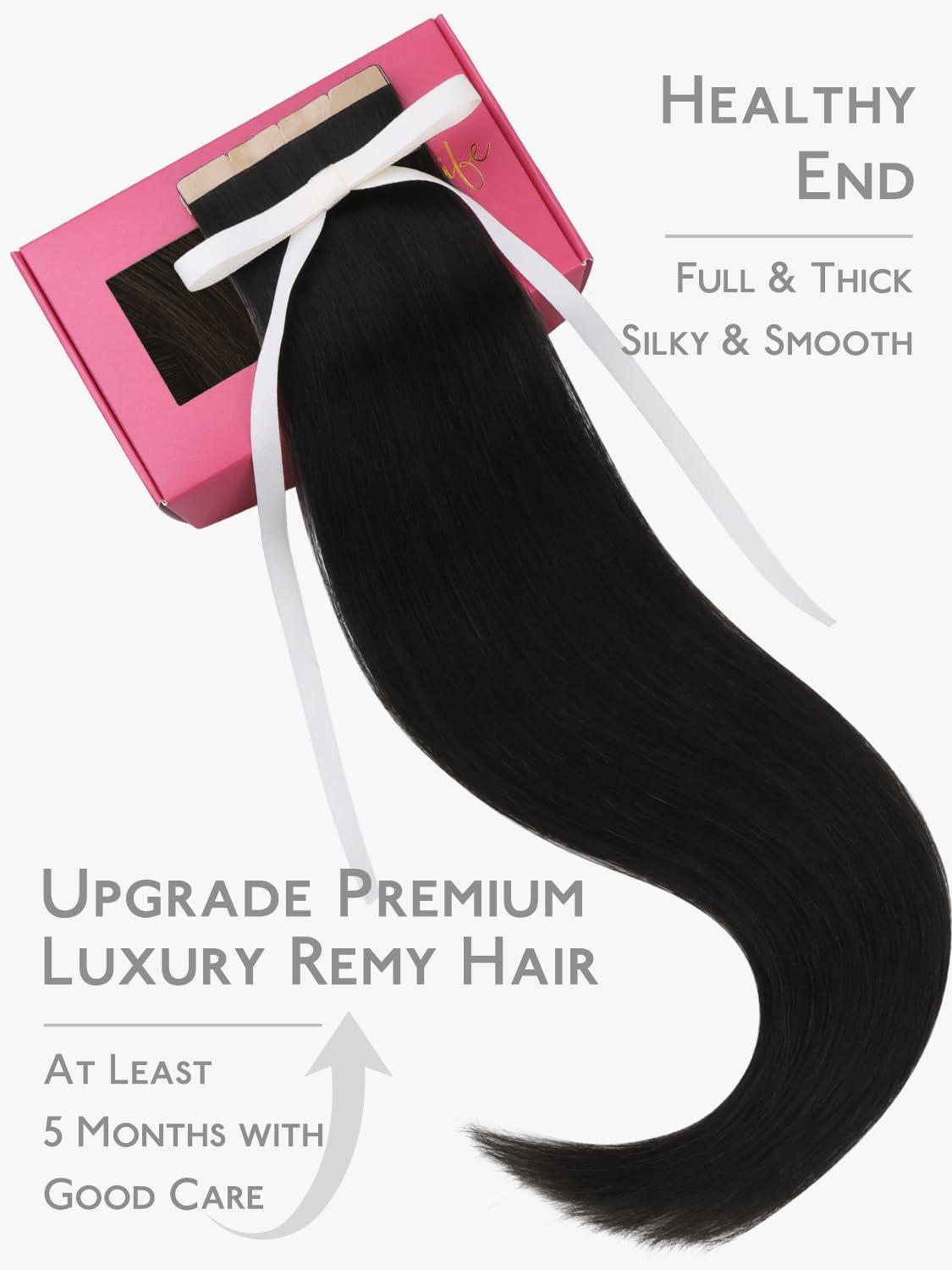 imageWENNALIFE 8cm Tape in Hair Extensions Real Human Hair Tape Weft Hair Extensions Human Hair 18 Inch 50g 10pcs Dark Brown Luxury Remy Hair Straight Extensiones De Cabello Hmano1 Jet Black