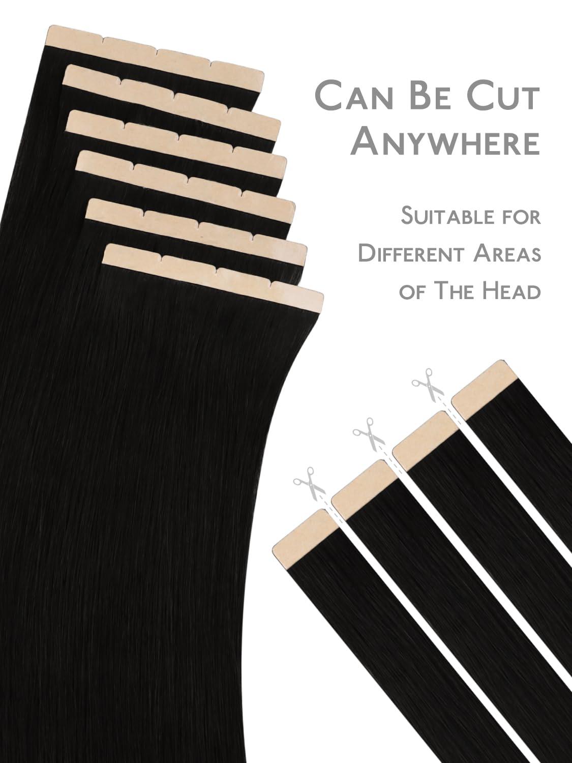 imageWENNALIFE 8cm Tape in Hair Extensions Real Human Hair Tape Weft Hair Extensions Human Hair 18 Inch 50g 10pcs Dark Brown Luxury Remy Hair Straight Extensiones De Cabello Hmano1 Jet Black