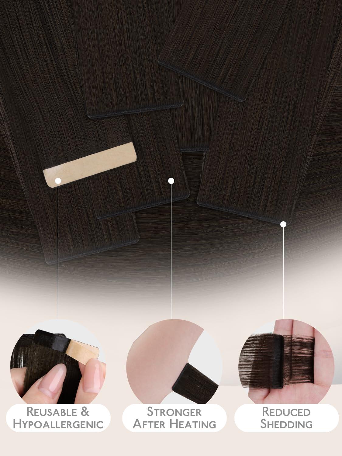 imageWENNALIFE 8cm Tape in Hair Extensions Real Human Hair Tape Weft Hair Extensions Human Hair 18 Inch 50g 10pcs Dark Brown Luxury Remy Hair Straight Extensiones De Cabello Hmano2 Dark Brown