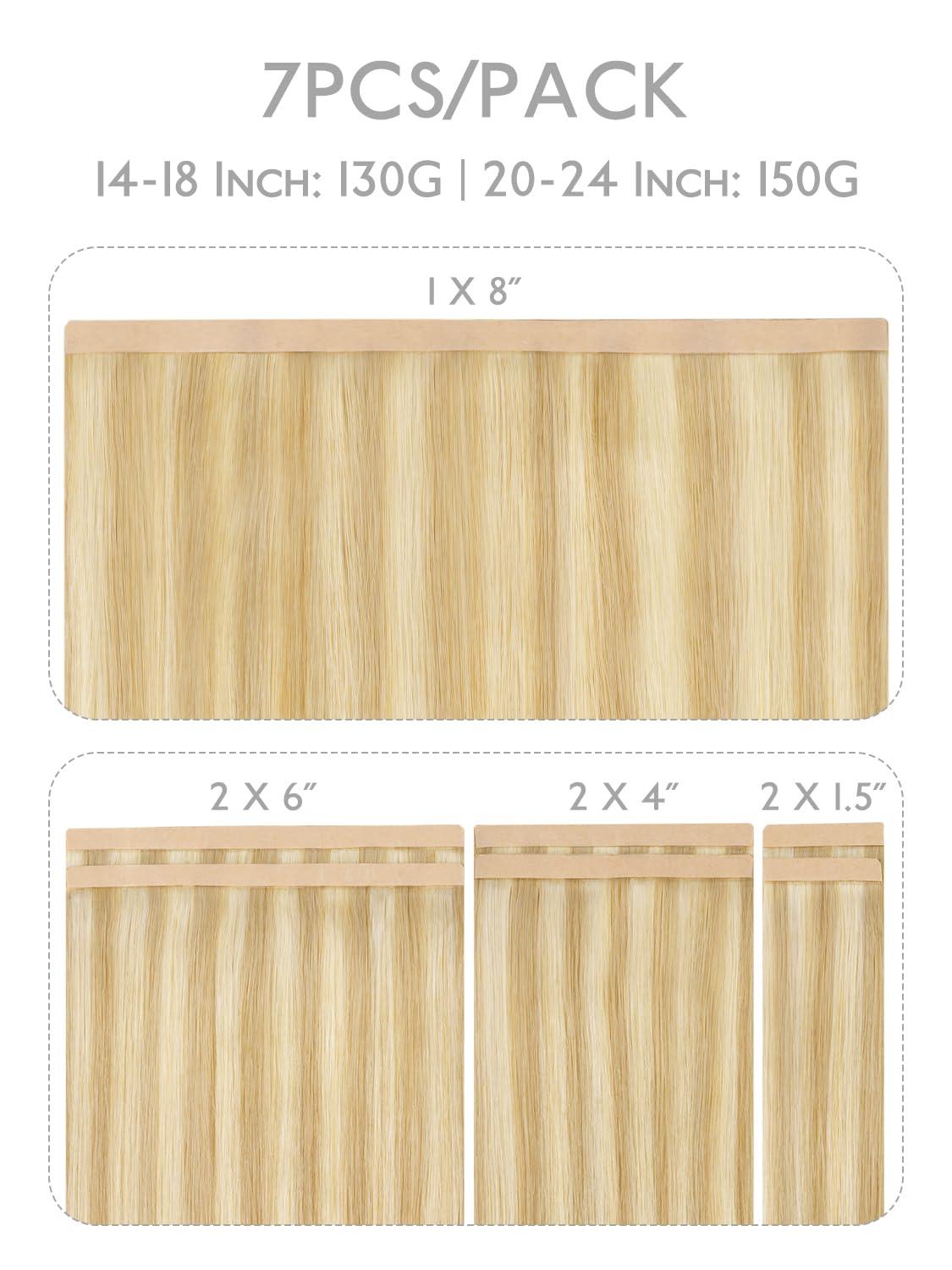 imageWENNALIFE 8cm Tape in Hair Extensions Real Human Hair Tape Weft Hair Extensions Human Hair 18 Inch 50g 10pcs Dark Brown Luxury Remy Hair Straight Extensiones De Cabello Hmano1622 Light Blonde Highlighted Golden Blonde
