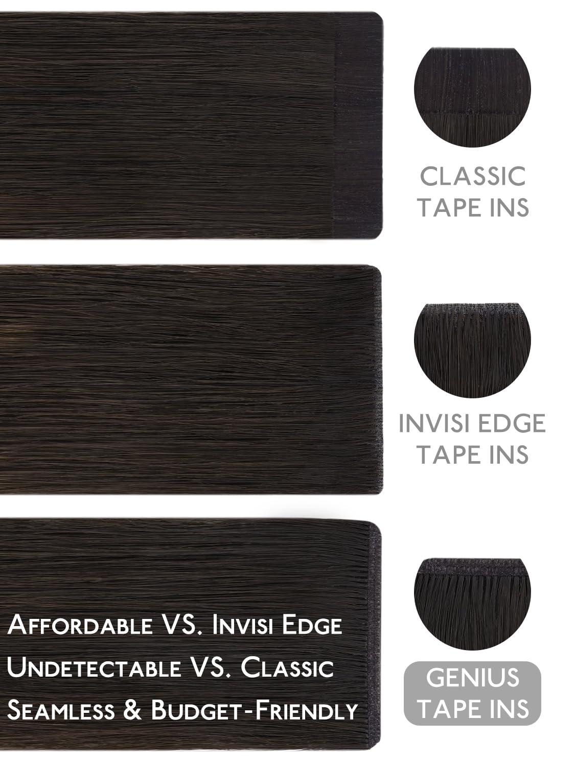 imageWENNALIFE 8cm Tape in Hair Extensions Real Human Hair Tape Weft Hair Extensions Human Hair 18 Inch 50g 10pcs Dark Brown Luxury Remy Hair Straight Extensiones De Cabello Hmano262 Balayage Dark Brown Mixed Chestnut Brown
