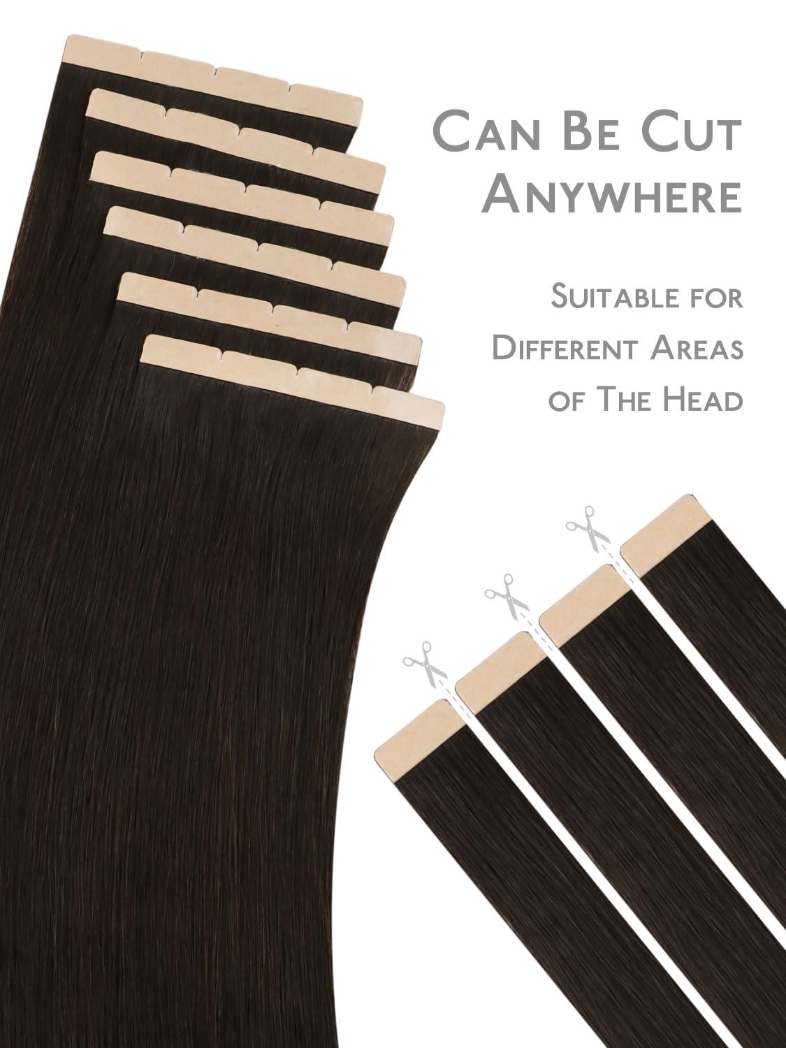 imageWENNALIFE 8cm Tape in Hair Extensions Real Human Hair Tape Weft Hair Extensions Human Hair 18 Inch 50g 10pcs Dark Brown Luxury Remy Hair Straight Extensiones De Cabello Hmano2 Dark Brown