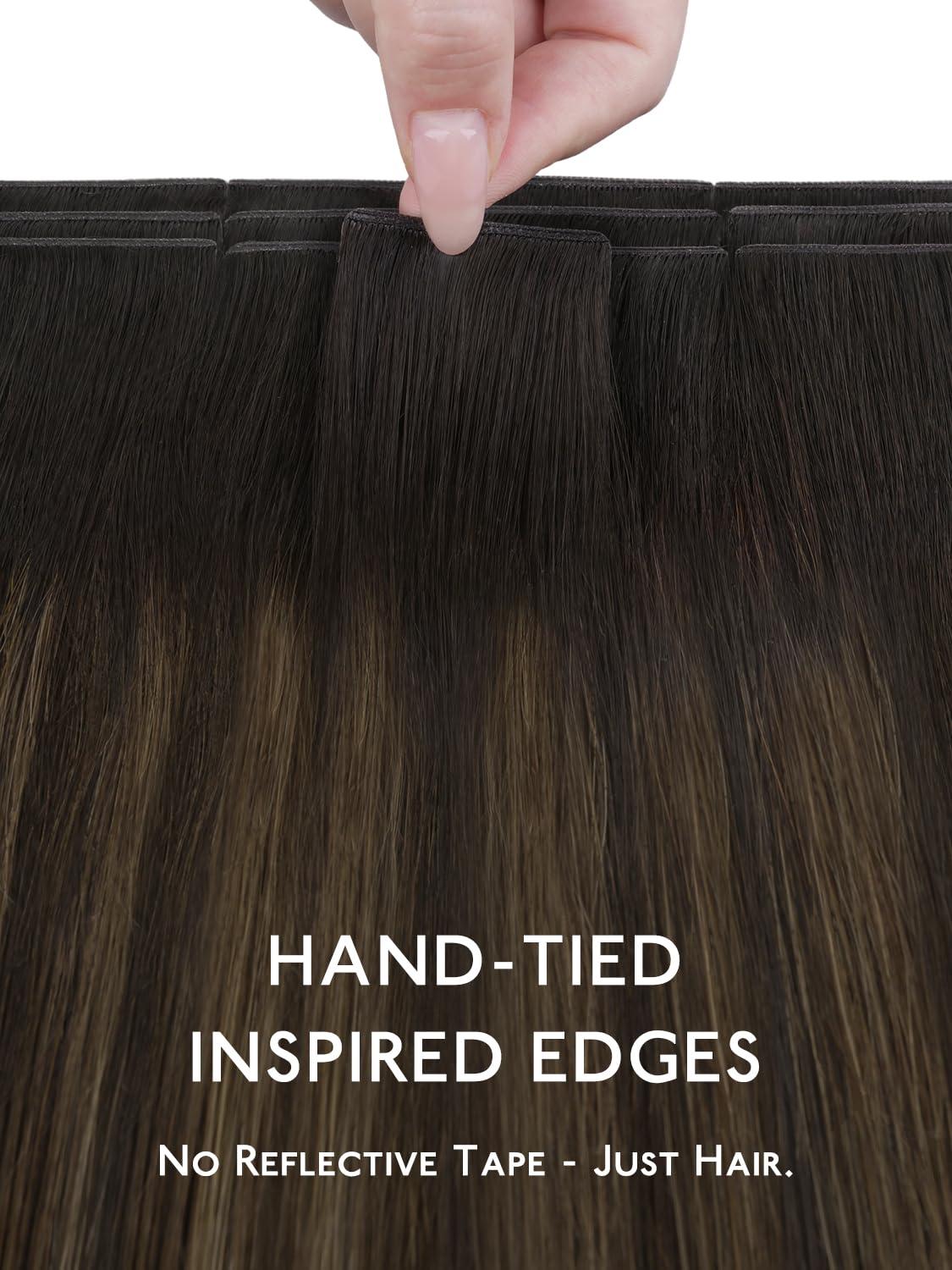 imageWENNALIFE 8cm Tape in Hair Extensions Real Human Hair Tape Weft Hair Extensions Human Hair 18 Inch 50g 10pcs Dark Brown Luxury Remy Hair Straight Extensiones De Cabello Hmano262 Balayage Dark Brown Mixed Chestnut Brown
