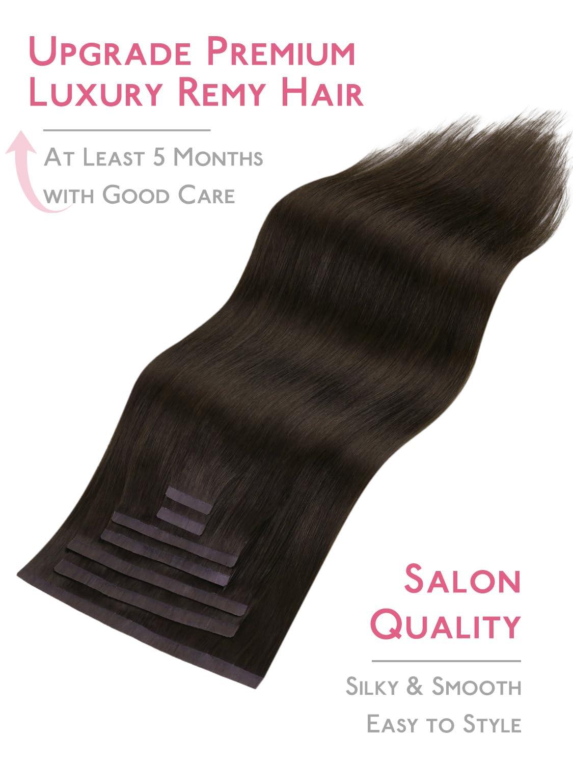imageWENNALIFE 8cm Tape in Hair Extensions Real Human Hair Tape Weft Hair Extensions Human Hair 18 Inch 50g 10pcs Dark Brown Luxury Remy Hair Straight Extensiones De Cabello Hmano2 Dark Brown