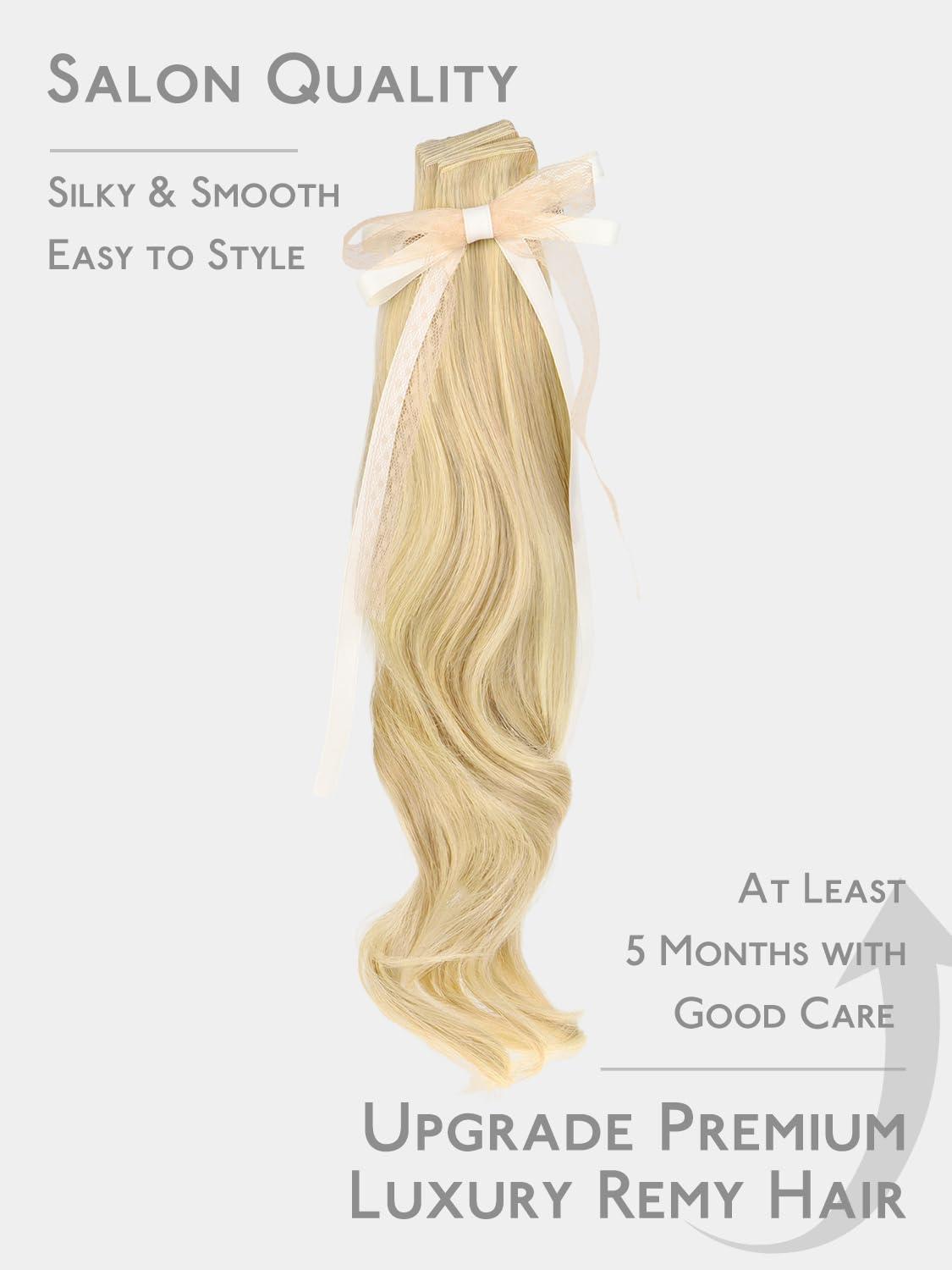 imageWENNALIFE 8cm Tape in Hair Extensions Real Human Hair Tape Weft Hair Extensions Human Hair 18 Inch 50g 10pcs Dark Brown Luxury Remy Hair Straight Extensiones De Cabello Hmano1622 Light Blonde Highlighted Golden Blonde
