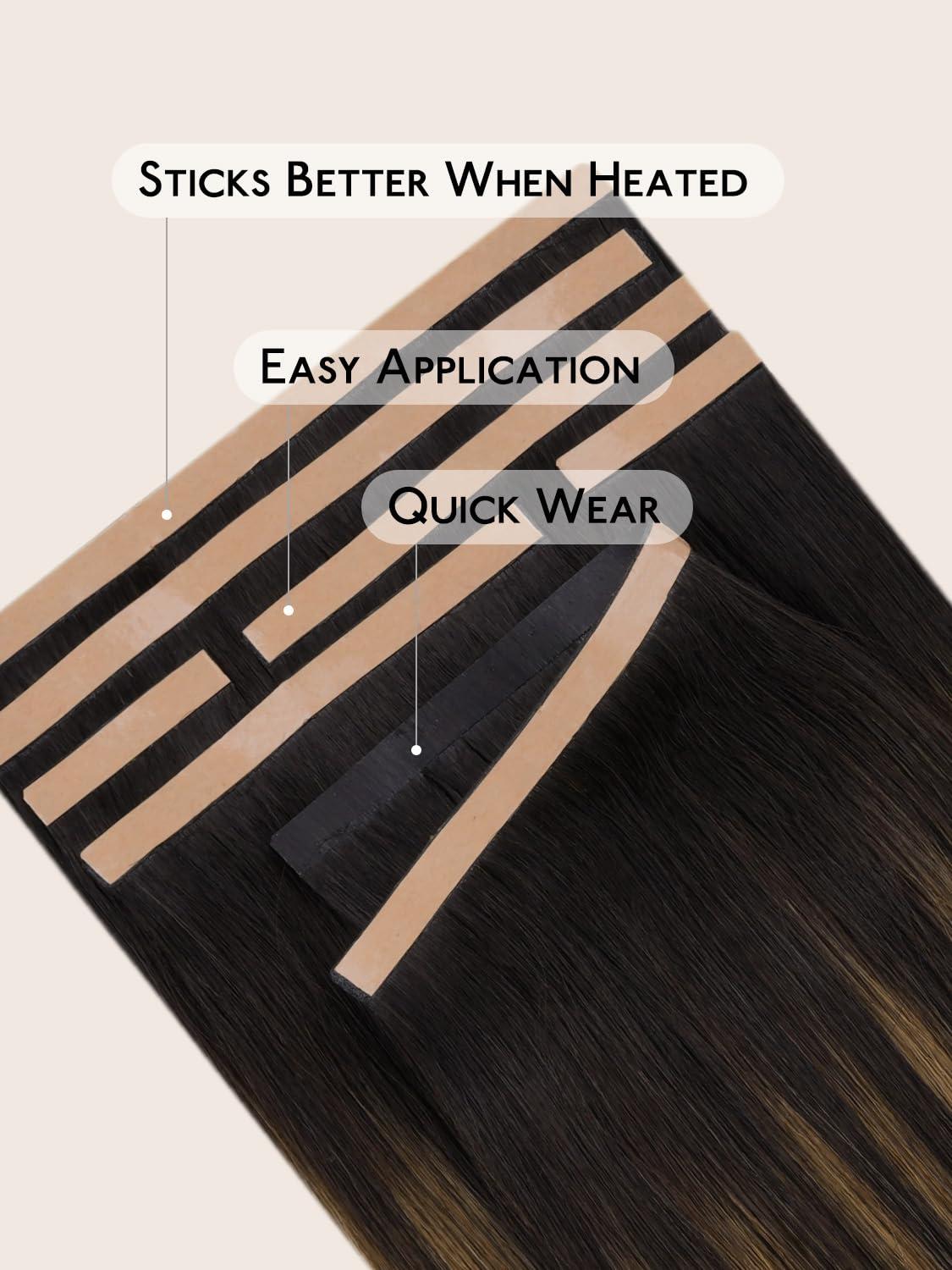imageWENNALIFE 8cm Tape in Hair Extensions Real Human Hair Tape Weft Hair Extensions Human Hair 18 Inch 50g 10pcs Dark Brown Luxury Remy Hair Straight Extensiones De Cabello Hmano262 Balayage Dark Brown Mixed Chestnut Brown