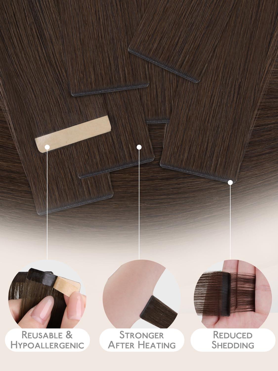 imageWENNALIFE 8cm Tape in Hair Extensions Real Human Hair Tape Weft Hair Extensions Human Hair 18 Inch 50g 10pcs Dark Brown Luxury Remy Hair Straight Extensiones De Cabello Hmano4 Chocolate Brown