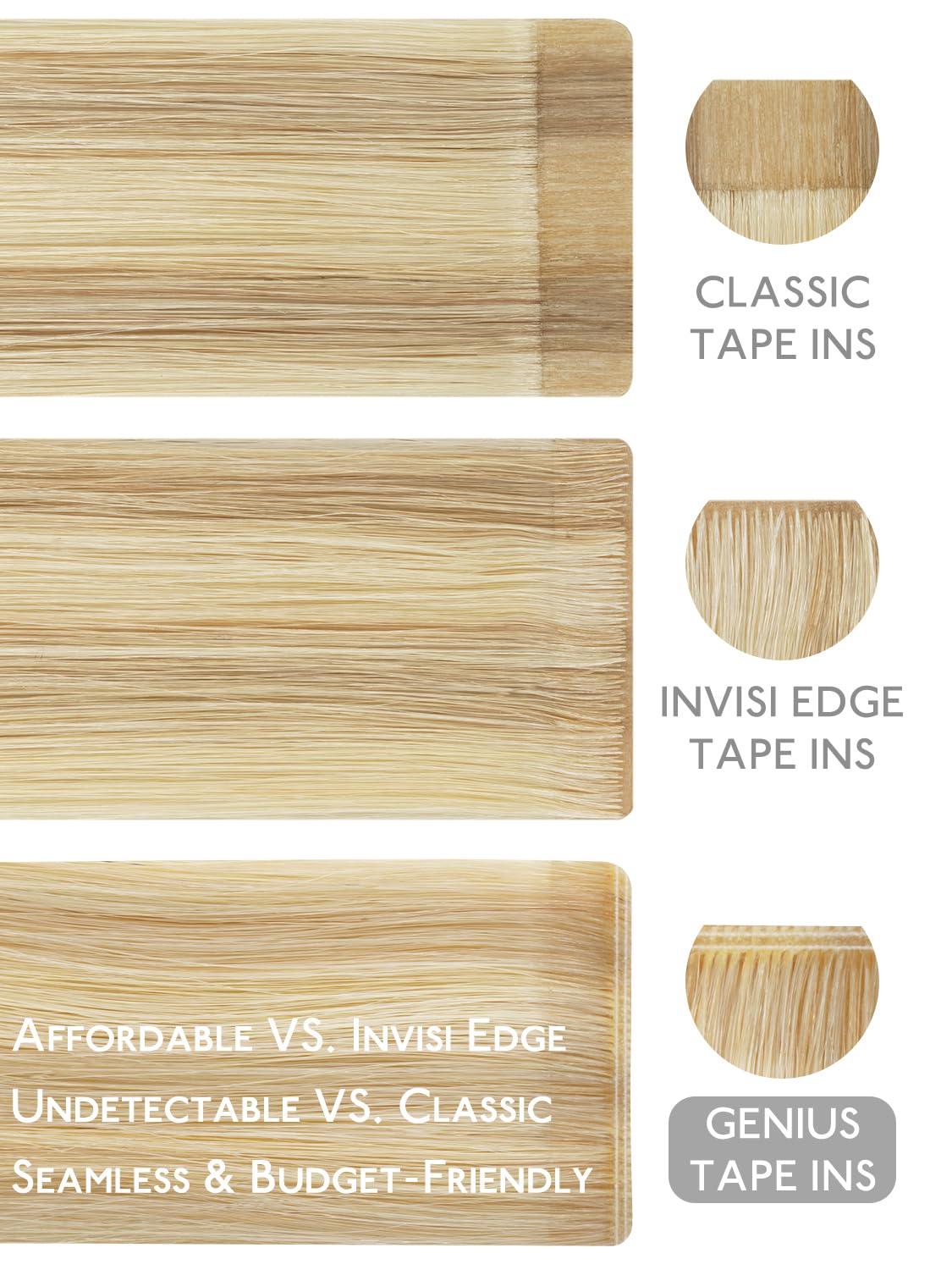 imageWENNALIFE 8cm Tape in Hair Extensions Real Human Hair Tape Weft Hair Extensions Human Hair 18 Inch 50g 10pcs Dark Brown Luxury Remy Hair Straight Extensiones De Cabello Hmano1622 Light Blonde Highlighted Golden Blonde