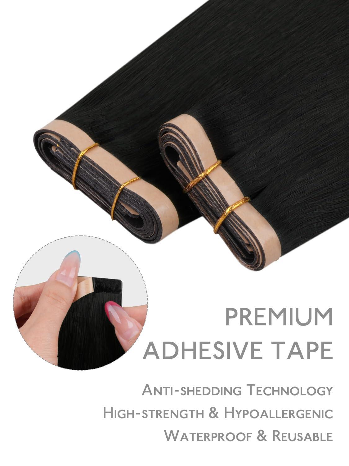 imageWENNALIFE 8cm Tape in Hair Extensions Real Human Hair Tape Weft Hair Extensions Human Hair 18 Inch 50g 10pcs Dark Brown Luxury Remy Hair Straight Extensiones De Cabello Hmano1 Jet Black