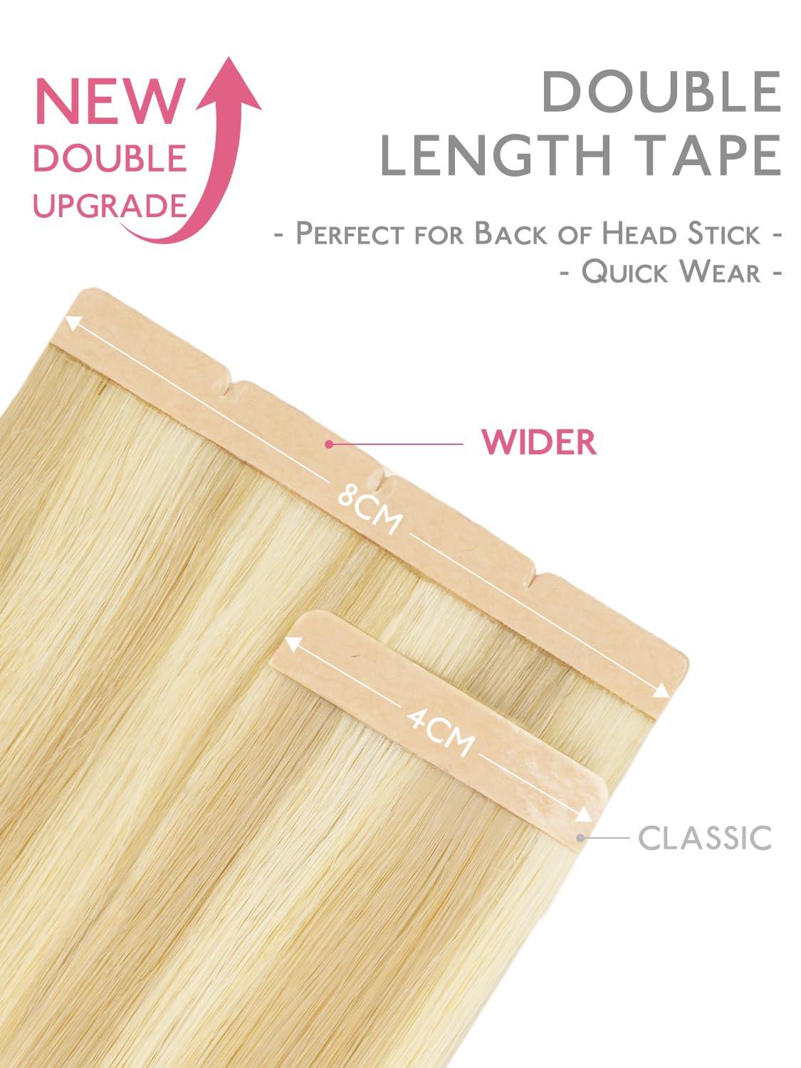 imageWENNALIFE 8cm Tape in Hair Extensions Real Human Hair Tape Weft Hair Extensions Human Hair 18 Inch 50g 10pcs Dark Brown Luxury Remy Hair Straight Extensiones De Cabello Hmano1622 Light Blonde Highlighted Golden Blonde