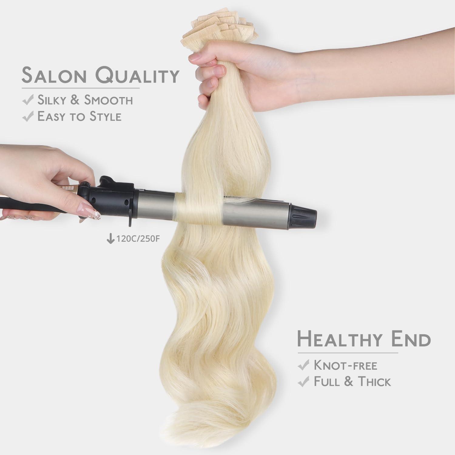imageWENNALIFE Invisi Edge Tape in Hair Extensions Human Hair 16 Inch 50g 20pcs Platinum Blonde Invisible Luxury Remy Hair Extensions Natural Seamless Injected Tape Ins Straight Extensiones De Cabello