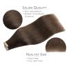 WENNALIFE 40pcs Tape in Hair Extensions Human Hair, 100g 18 inch Chocolate Brown Hair Extensions Real Human Hair Straight Tape in Extensions Invisible Human Hair Extensions Reusable Hair Extensions
