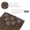 WENNALIFE Clip in Hair Extensions – Real Human Remy Hair, 18 Inch 120g 7pcs Balayage Chocolate Brown to Honey Blonde