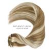WENNALIFE Clip in Hair Extensions Real Human Hair, 18 Inch 120g 7pcs Ash Brown with Platinum Blonde Highlights Hair Extensions Human Hair Remy Straight Natural Extensiones De Cabello Humano Con