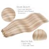 WENNALIFE Clip in Hair Extensions Real Human Hair, 18 Inch 120g 7pcs Balayage Light Wheat Platinum Blonde Remy Hair Straight Natural Extensiones De Cabello Humano Con Clip Ins