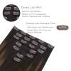 WENNALIFE Clip in Hair Extensions Real Human Hair, 18 Inch 120g 7pcs Dark Brown to Chestnut Brown Balayage Hair Extensions Clip In Human Hair Remy Clip Real Human Hair Double Weft