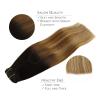 WENNALIFE Clip in Hair Extensions Real Human Hair, 18 Inch 120g 7pcs Dark Brown to Chestnut Brown and Dirty Blonde Highlighted Clip In Human Hair Remy Clip in Hair Extensions Double Weft