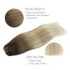 WENNALIFE Clip in Hair Extensions Real Human Hair, 18 Inch 120g 7pcs Ombre Walnut Brown to Ash Brown and Bleach Blonde Clip in Human Hair Remy Clip in Hair Extensions Real Human Hair Double Weft