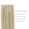 WENNALIFE Clip in Hair Extensions Real Human Hair, 18 Inch 120g 7pcs Remy Hair, Ash Blonde Highlighted Platinum Blonde Straight Natural Extensiones De Cabello Humano Con Clip Ins
