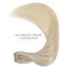WENNALIFE Clip in Hair Extensions Real Human Hair Refill, 30g 18 inch 2pcs Ombre Ash Blonde to Golden Blonde Balayage Platinum Blonde Hair Extensions Clip in Human Hair for Hair Loss and Thinning Hair