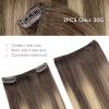 WENNALIFE Clip in Hair Extensions Real Human Hair Refill, 30g 22 inch 2pcs Balayage Chocolate Brown to Dirty Blonde Hair Extensions Clip in Human Hair for Hair Loss and Thinning Hair Straight Remy