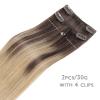 WENNALIFE Clip in Hair Extensions Real Human Hair Refill, 30g 22 inch 2pcs Balayage Chocolate Brown to Dirty Blonde Hair Extensions Clip in Human Hair for Hair Loss and Thinning Hair Straight Remy