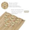 WENNALIFE Clip in Human Hair Extensions, 18 Inch 120g 7pcs Light Blonde Highlighted Golden Blonde Remy Hair Double Weft