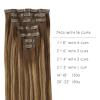 WENNALIFE Seamless Clip In Hair Extensions, 18 Inch 130g 7pcs Balayage Chocolate Brown to Caramel Blonde Hair Extensions Clip in Human Hair Invisible PU Skin Weft Natural Remy Human Hair Extensions