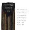 WENNALIFE Seamless Clip In Hair Extensions, 18 Inch 130g 7pcs Natural Black Mixed Chestnut Brown Hair Extensions Clip in Human Hair Invisible PU Skin Weft Natural Remy Human Hair Extensions