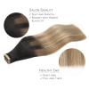 WENNALIFE Tape in Hair Extensions, 20pcs 16 Inch 50g Dark Brown to Chestnut Brown and Dirty Blonde Remy Human Hair, Coloured