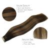 WENNALIFE Tape in Hair Extensions Human Hair, 20pcs 18 inch 50g Balayage Dark Brown Mixed Chestnut Brown Remy Tape Hair Extensions Real Human Hair Extensions Coloured