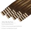 WENNALIFE Tape in Hair Extensions Human Hair, 20pcs 50g 18 inch Balayage Chocolate Brown to Caramel Blonde Remy Hair Extensions Straight Human Hair Tape in Extensions Skin Weft Tape Extensions