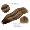 WENNALIFE Tape in Hair Extensions Human Hair, 20pcs 50g 18 inch Balayage Chocolate Brown to Caramel Blonde Remy Hair Extensions Straight Human Hair Tape in Extensions Skin Weft Tape Extensions