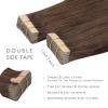 WENNALIFE Tape in Hair Extensions Human Hair, 20pcs 50g 18 inch Chocolate Brown Remy Hair Extensions Straight Human Hair Tape in Extensions Skin Weft Tape Extensions Human Hair