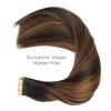 WENNALIFE Tape in Hair Extensions Human Hair, 20pcs 50g 18 inch Natural Black Mixed Chestnut Brown Remy Hair Extensions Straight Human Hair Tape in Extensions Skin Weft Tape Extensions Human Hair
