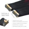 WENNALIFE Tape in Hair Extensions Human Hair, 20pcs 50g 18 inch Ombre Jet Black to Burgundy Remy Hair Extensions Straight Human Hair Tape in Extensions Skin Weft Tape Extensions Human Hair