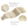 WENNALIFE Tape in Hair Extensions Human Hair, 40pcs 100g 18 inch Ash Blonde Highlighted Platinum Blonde Hair Extensions Real Human Hair Straight Tape in Extensions Invisible Human Hair Extensions