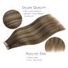 WENNALIFE Tape in Hair Extensions Human Hair, 40pcs 100g 18 inch Balayage Chocolate Brown to Caramel Blonde Hair Extensions Real Human Hair Straight Tape in Extensions Reusable Real Hair Extensions