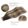 WENNALIFE Tape in Hair Extensions Human Hair, 40pcs 100g 18 inch Balayage Chocolate Brown to Honey Blonde Hair Extensions Real Human Hair Straight Tape in Extensions Reusable Real Hair Extensions
