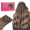 WENNALIFE Clip in Hair Extensions – Real Human Remy Hair, 18 Inch 120g 7pcs Balayage Chocolate Brown to Honey Blonde