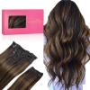 WENNALIFE Clip in Hair Extensions, 150g 18 Inch 9pcs Balayage Dark Brown to Chestnut Brown Remy Hair Thicker Double Weft Extensiones De Cabello Humano Con Clip Ins Straight Full Volume