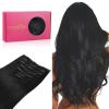 WENNALIFE Clip in Hair Extensions Real Human Hair, 12 Inch 80g 7pcs Remy Hair, Jet Black Straight Natural Extensiones De Cabello Humano Con Clip Ins