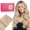 WENNALIFE Clip in Hair Extensions Real Human Hair, 18 Inch 120g 7pcs Balayage Light Wheat Platinum Blonde Remy Hair Straight Natural Extensiones De Cabello Humano Con Clip Ins
