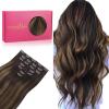 WENNALIFE Clip in Hair Extensions Real Human Hair, 18 Inch 120g 7pcs Dark Brown to Chestnut Brown Balayage Hair Extensions Clip In Human Hair Remy Clip Real Human Hair Double Weft