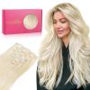 WENNALIFE Clip in Hair Extensions Real Human Hair, 18 Inch 120g 7pcs Platinum Blonde Hair Extensions Clip in Human Hair Remy Clip in Hair Extensions Real Human Hair Double Weft