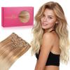 WENNALIFE Clip in Hair Extensions Real Human Hair, 18 Inch g 7pcs Ash Beige Blonde Blend Remy Hair Straight Natural Extensiones De Cabello Humano Con Clip Ins