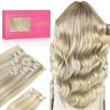 WENNALIFE Hair Extensions Clip In, 9pcs 18inch 150g Ash Blonde Highlighted Platinum Blonde Thicker Clip In Hair Extensions Real Human Hair Remy hair extension Double Weft Clip in Human Hair Extensions