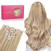 WENNALIFE Seamless Clip In Hair Extensions, 16 Inch 130g 7pcs Dirty Blonde Highlighted Bleach Blonde Hair Extensions Clip in Human Hair Invisible PU Skin Weft Natural Remy Human Hair Extensions